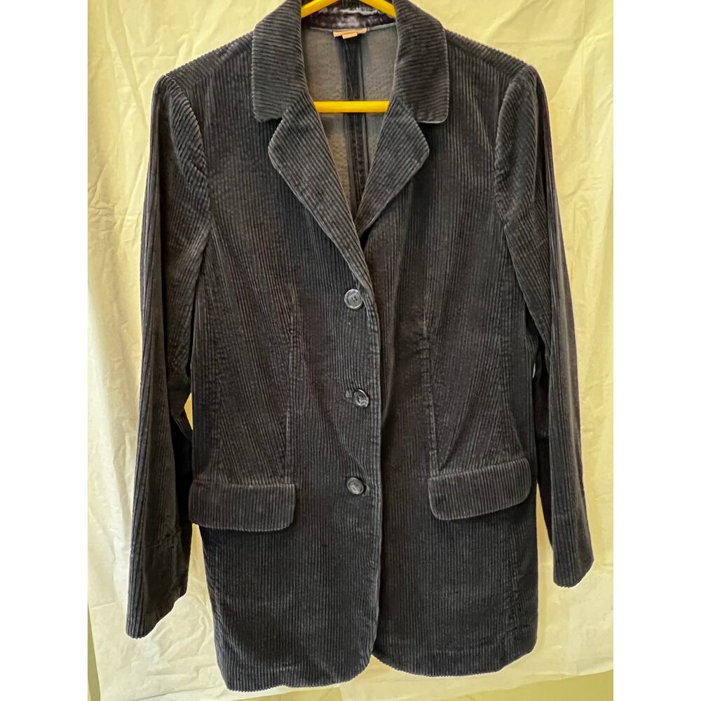 J JILL Corduroy Mid-Length Coat Womens Button Up Cotton Long Sleeve Size M 0068